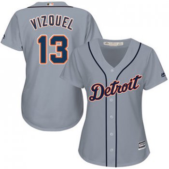 Tigers #13 Omar Vizquel Grey Road Women's Stitched Baseball Jersey