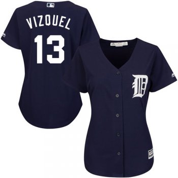 Tigers #13 Omar Vizquel Navy Blue Alternate Women's Stitched Baseball Jersey