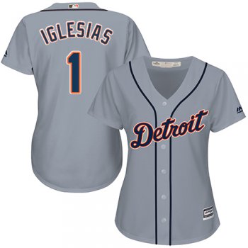 Tigers #1 Jose Iglesias Grey Road Women's Stitched Baseball Jersey