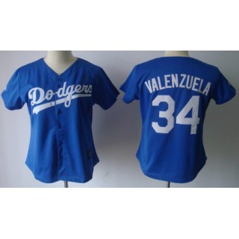 Los Angeles Dodgers #34 Fernando Valenzuela Blue Womens Jersey