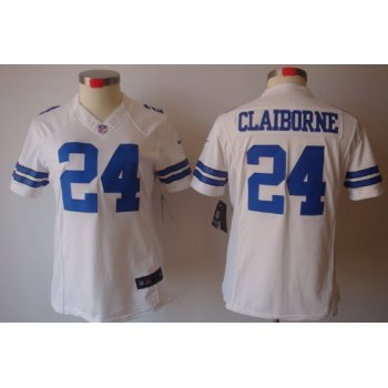 Nike Dallas Cowboys #24 Morris Claiborne White Limited Womens Jersey