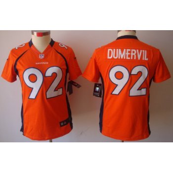 Nike Denver Broncos #92 Elvis Dumervil Orange Limited Womens Jersey