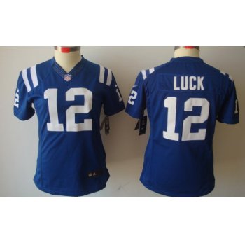 Nike Indianapolis Colts #12 Andrew Luck Blue Limited Womens Jersey