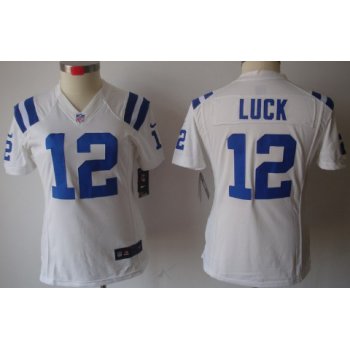 Nike Indianapolis Colts #12 Andrew Luck White Limited Womens Jersey