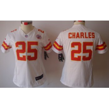 Nike Kansas City Chiefs #25 Jamaal Charles White Limited Womens Jersey