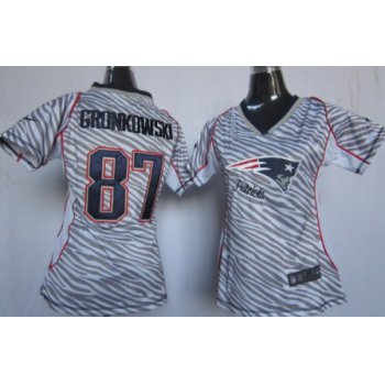 Nike New England Patriots #87 Rob Gronkowski 2012 Womens Zebra Fashion Jersey