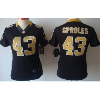 Nike New Orleans Saints #43 Darren Sproles Black Limited Womens Jersey