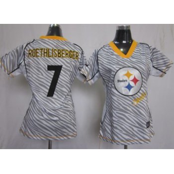 Nike Pittsburgh Steelers #7 Ben Roethlisberger 2012 Womens Zebra Fashion Jersey