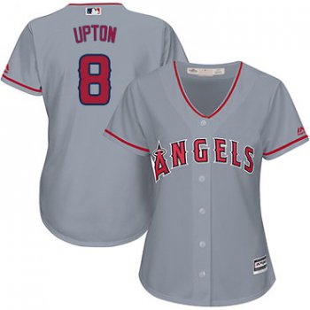Angels #8 Justin Upton Grey Road Women's Stitched Baseball Jersey