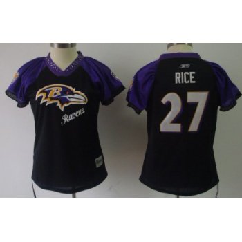 Baltimore Ravens #27 Ray Rice 2011 Black Womens Field Flirt Fashion Jersey