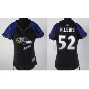 Baltimore Ravens #52 Ray Lewis 2011 Black Womens Field Flirt Fashion Jersey
