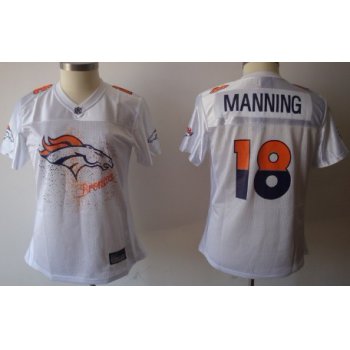 Denver Broncos #18 Peyton Manning White Fem Fan Womens Jersey