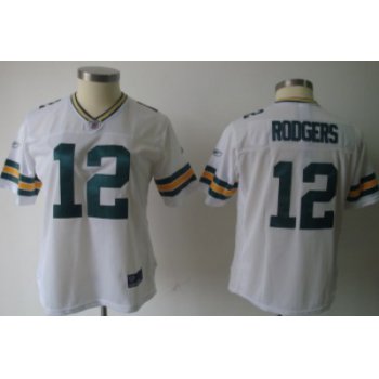 Green Bay Packers #12 Aaron Rodgers White Womens Team Jersey