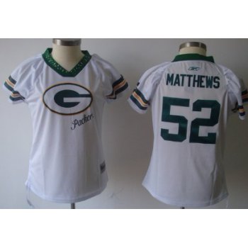 Green Bay Packers #52 Clay Matthews 2011 White Womens Field Flirt Fashion Jersey