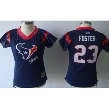 Houston Texans #23 Arian Foster 2011 Blue Womens Field Flirt Fashion Jersey