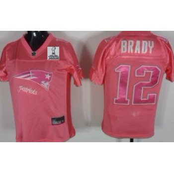New England Patriots #12 Tom Brady Pink Stitched Womens 2012 Super Bowl XLVI Jersey