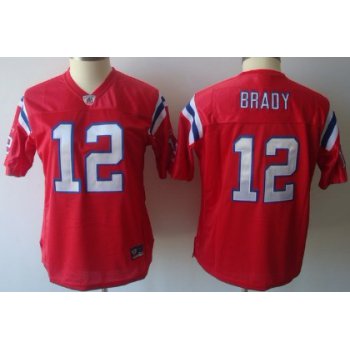 New England Patriots #12 Tom Brady Red Womens Jersey