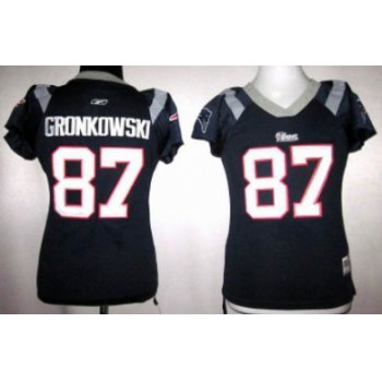 New England Patriots #87 Rob Gronkowski Blue Womens Field Flirt Fashion Jersey
