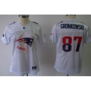 New England Patriots #87 Rob Gronkowski White Fem Fan Womens Jersey