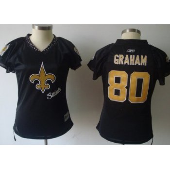 New Orleans Saints #80 Jimmy Graham 2011 Black Womens Field Flirt Fashion Jersey