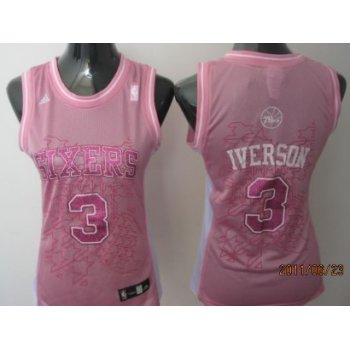 Philadelphia 76ers #3 Allen Iverson Pink Womens Jersey