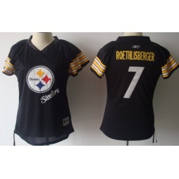 Pittsburgh Steelers #7 Ben Roethlisberger 2011 Black Womens Field Flirt Fashion Jersey