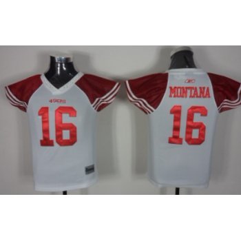 San Francisco 49ers #16 Joe Montana White Womens Field Flirt Fashion Jersey