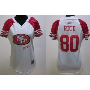 San Francisco 49ers #80 Jerry Rice 2011 White Womens Field Flirt Fashion Jersey
