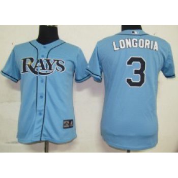 Tampa Bay Rays #3 Longoria Light Blue Womens Jersey