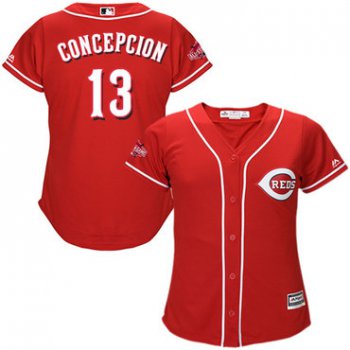 Reds #13 Dave Concepcion Red Alternate Women's Stitched Baseball Jersey