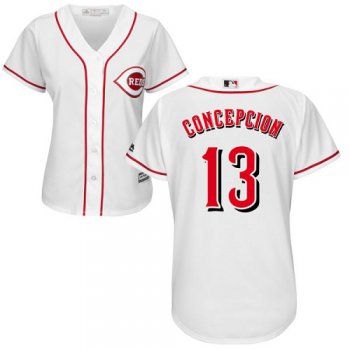 Reds #13 Dave Concepcion White Home Women's Stitched Baseball Jersey