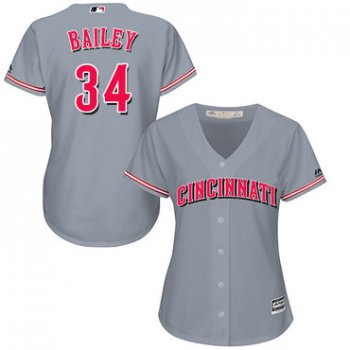Reds #34 Homer Bailey Grey Road Women's Stitched Baseball Jersey