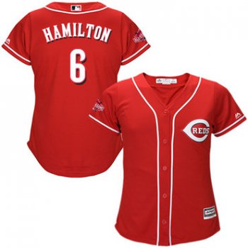 Reds #6 Billy Hamilton Red Alternate Women's Stitched Baseball Jersey