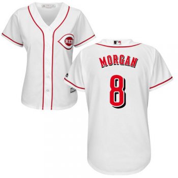 Reds #8 Joe Morgan White Home Women's Stitched Baseball Jersey