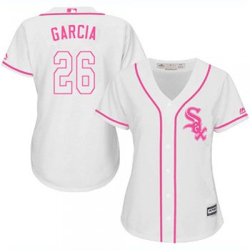 White Sox #26 Avisail Garcia White Pink Fashion Women's Stitched Baseball Jersey