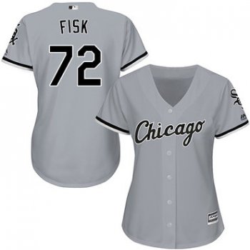 White Sox #72 Carlton Fisk Grey Road Women's Stitched Baseball Jersey