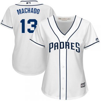 Padres #13 Manny Machado White Home Women's Stitched Baseball Jersey