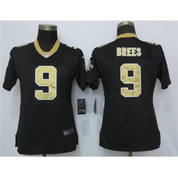Women's New Orleans Saints #9 Drew Brees Black 2017 Vapor Untouchable Stitched NFL Nike Limited Jersey