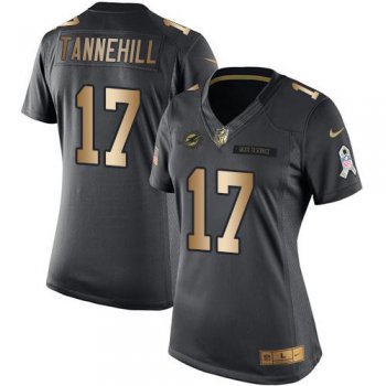 Women's Nike Dolphins #17 Ryan Tannehill Black Stitched NFL Limited Gold Salute to Service Jersey
