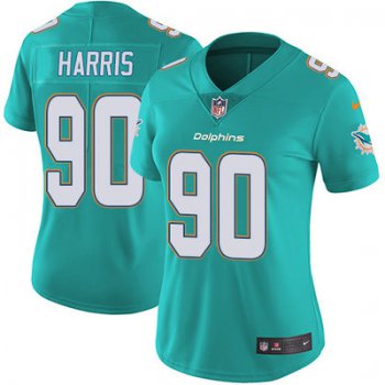 Women's Nike Dolphins #90 Charles Harris Aqua Green Team Color Stitched NFL Vapor Untouchable Limited Jersey