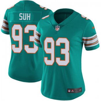 Women's Nike Dolphins #93 Ndamukong Suh Aqua Green Alternate Stitched NFL Vapor Untouchable Limited Jersey