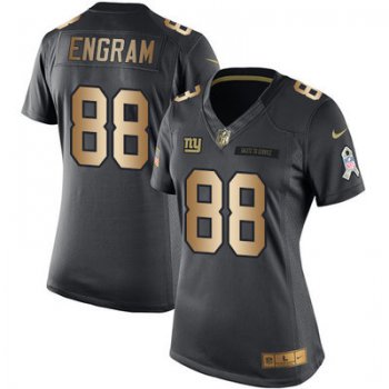 Women's Nike Giants #88 Evan Engram Black Stitched NFL Limited Gold Salute to Service Jersey