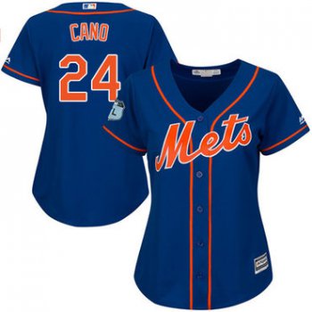 Mets #24 Robinson Cano Blue Alternate Women's Stitched Baseball Jersey