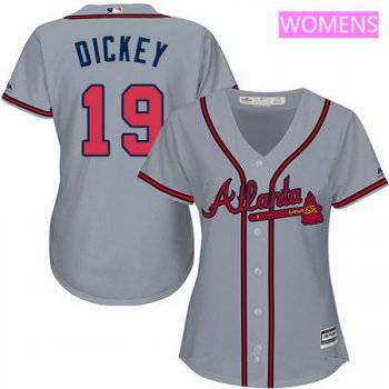 Women's Atlanta Braves #19 R.A. Dickey Gray Road Stitched MLB Majestic Cool Base Jersey