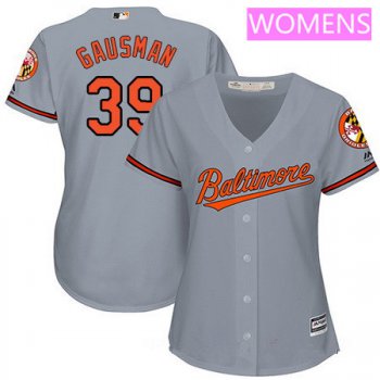 Women's Baltimore Orioles #39 Kevin Gausman Gray Road Stitched MLB Majestic Cool Base Jersey