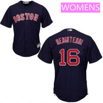 Women's Boston Red Sox #16 Andrew Benintendi Navy Blue Alternate Stitched MLB Majestic Cool Base Jersey