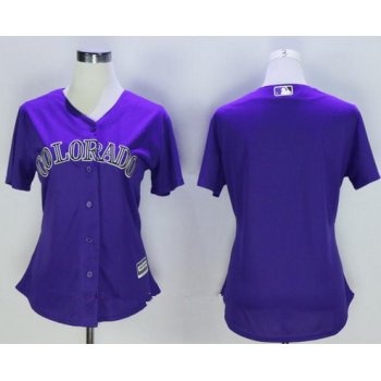 Women's Colorado Rockies Blank Purple Stitched MLB Majestic Cool Base Jersey