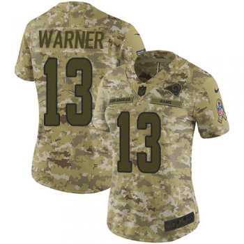 Nike Rams #13 Kurt Warner Camo Women's Stitched NFL Limited 2018 Salute to Service Jersey