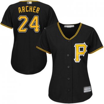 Pittsburgh Pirates #24 Chris Archer Black Alternate Women's Stitched Baseball Jersey