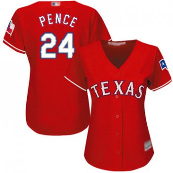 Texas Rangers #24 Hunter Pence Red Alternate Women's Stitched Baseball Jersey
